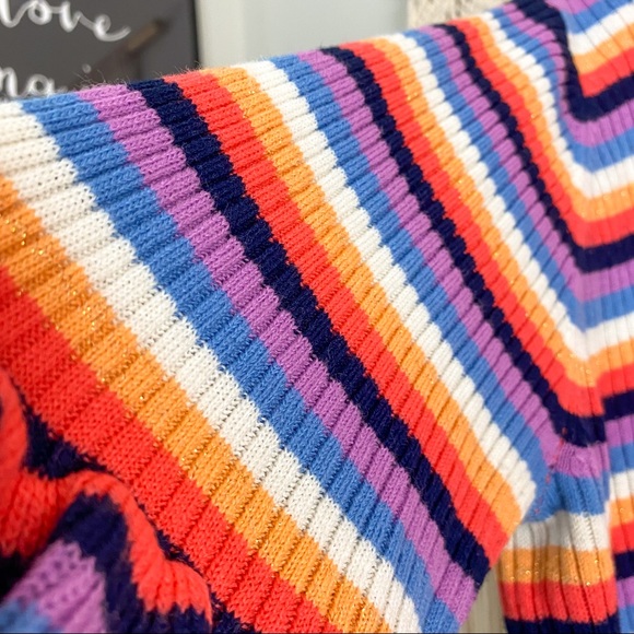 Capsule Rainbow Stripe Ruffle Ribbed Knit Top Size 20/22 - Picture 3 of 8